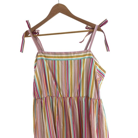 Lane Bryant Tie-Strap Tiered Striped Cotton Maxi Dress Size 20 2X Plus Sz Summer - Picture 6 of 12